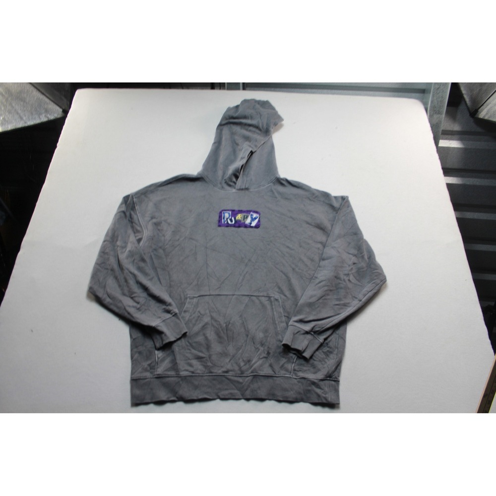 Pull&Bear Hoodie Mens Large Gray Good Ransom Note Patch Faded Streetwear